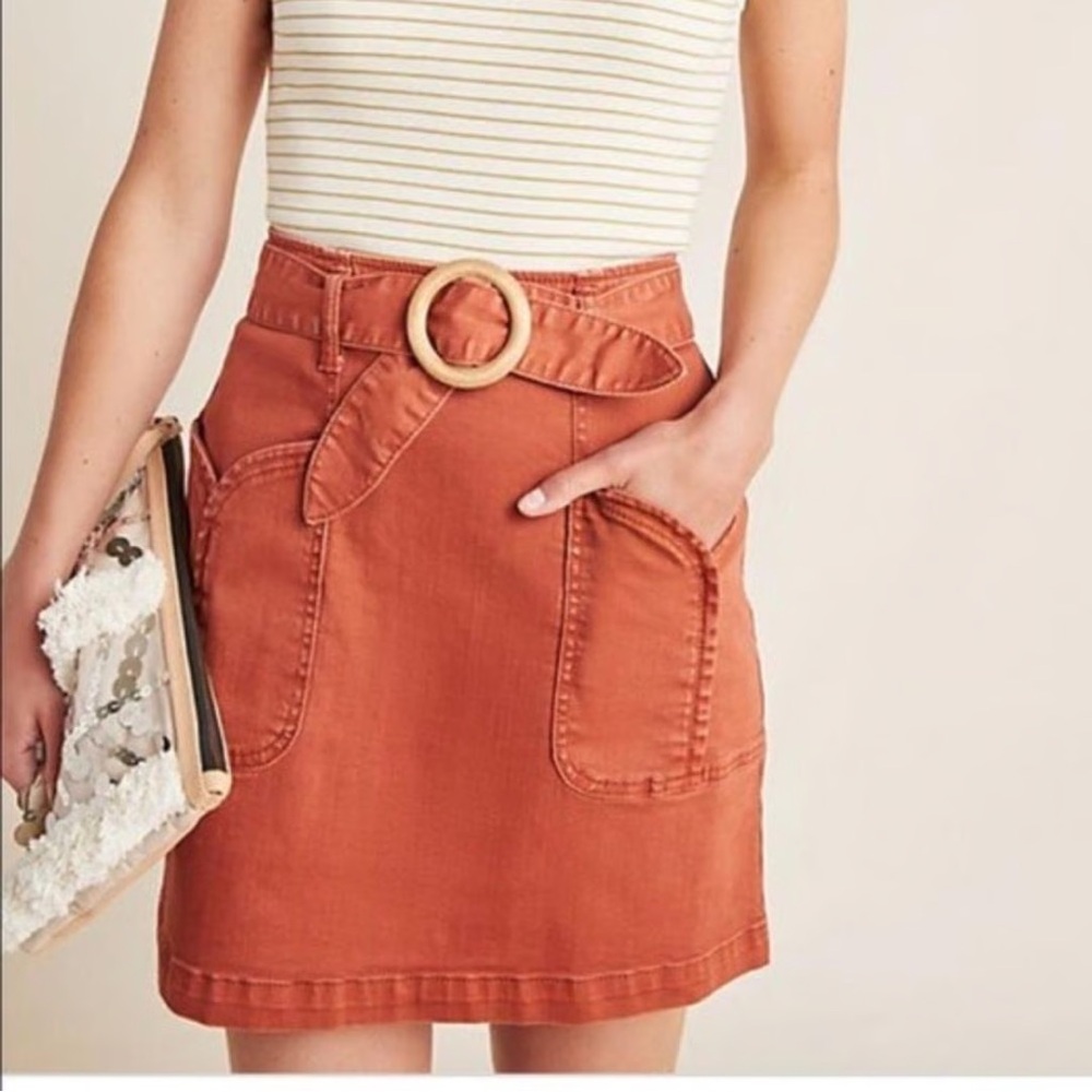 Pilcro for Anthropologie Charlie Mini Skirt Terracotta Size 10